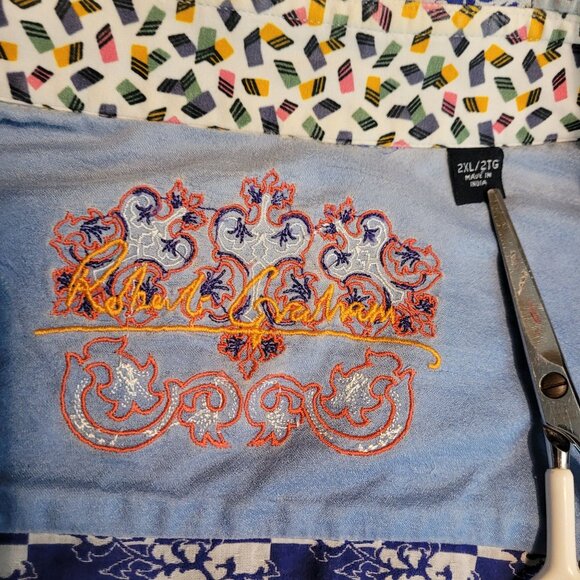 Robert Graham Button Front Shirt 2XL Blue White Multi Preppy - Picture 7 of 12